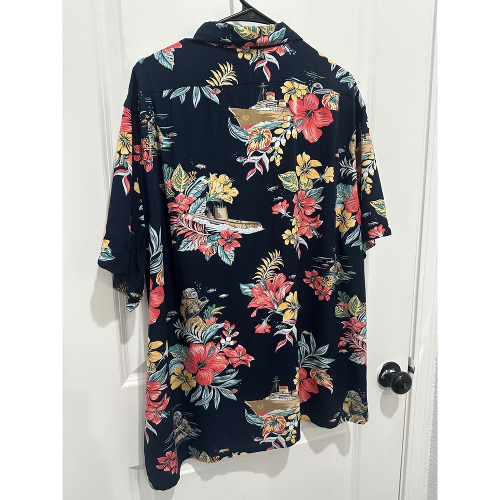 Polo Ralph Lauren Tropical Floral Camp XL Navy Nautical Hawaiian Shirt - Picture 6 of 6